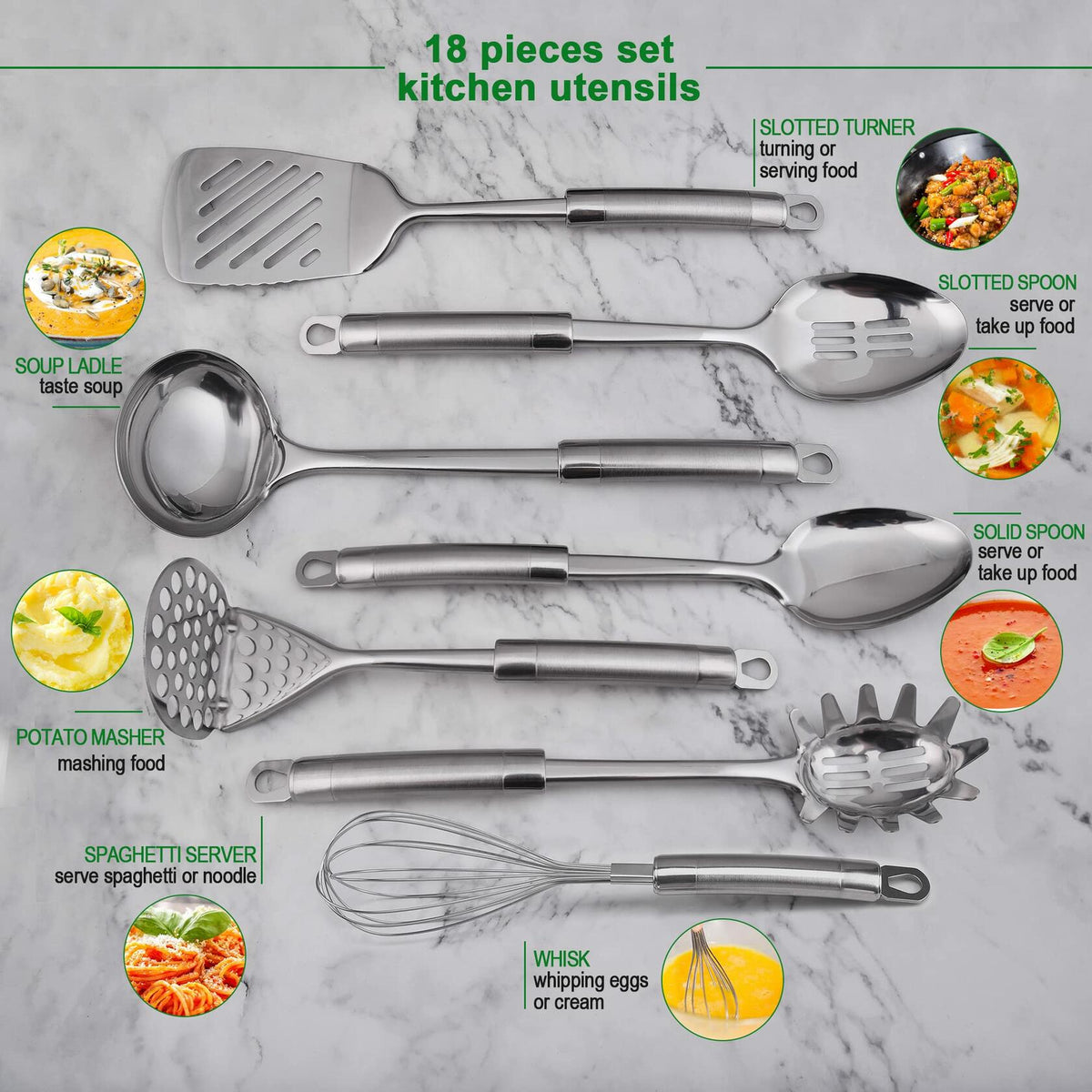StnKitchExplor 28-Piece Stainless Steel Utensil Set