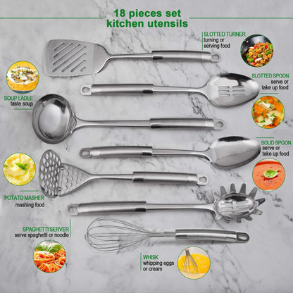 StnKitchExplor 28-Piece Stainless Steel Utensil Set