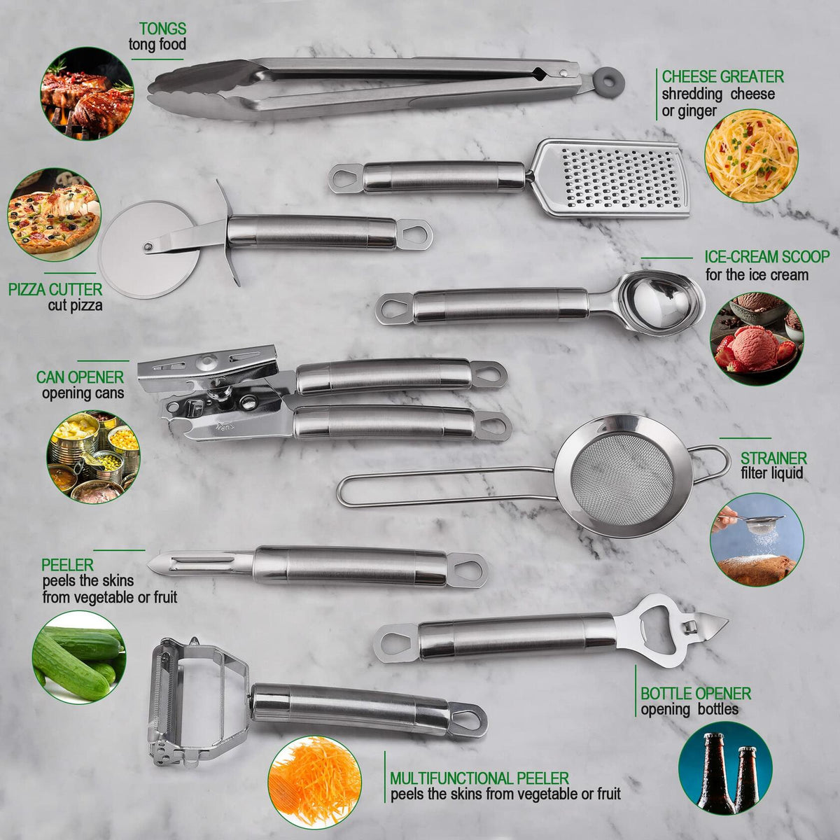 StnKitchExplor 28-Piece Stainless Steel Utensil Set