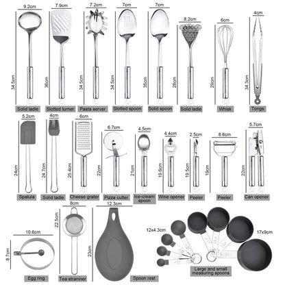 StnKitchExplor 28-Piece Stainless Steel Utensil Set