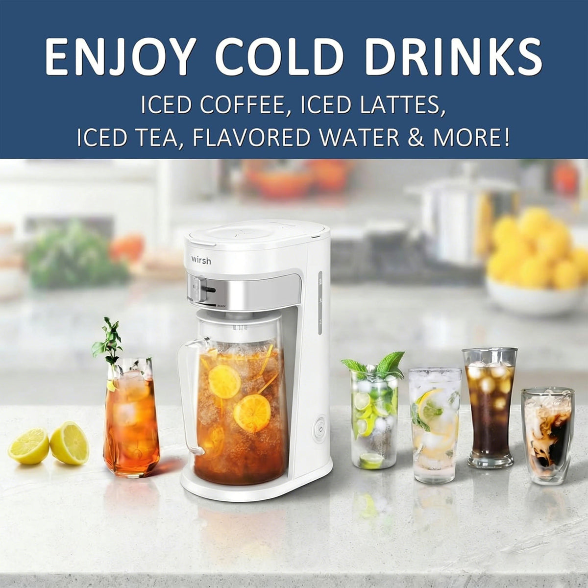 Wirsh Iced Coffee & Tea Maker, 85-Oz Pitcher